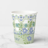 Blauer Bläschen mit Muster Pappbecher (Rückseite)