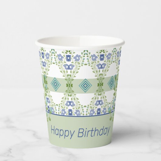 Blauer Bläschen mit Muster Pappbecher (Links)