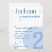 Blauer Blase Einladung, 2. Geburtstag Einladung (Vorne/Hinten)