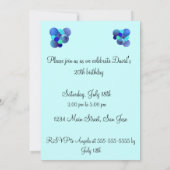 Blauer Blasen Geburtstagsparty Einladung (Rückseite)