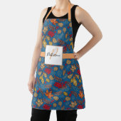 Blauer Blattleder mit Familienname Schürze (InSitu)