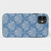 Blauer Blau und weißer Damast Case-Mate iPhone Hülle (Rückseite (Horizontal))