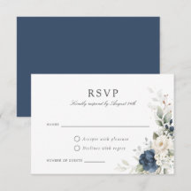 Blauer Blaue Grüne Hochzeitskarte Gold RSVP