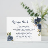 Blauer Blauer Baby-Dusche bringt ein Buch RSVP Karte (Stehend Vorderseite)