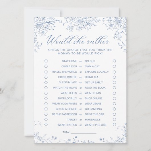 Blauer Blauer Baby Dusche würde sie eher Karte (Vorderseite)