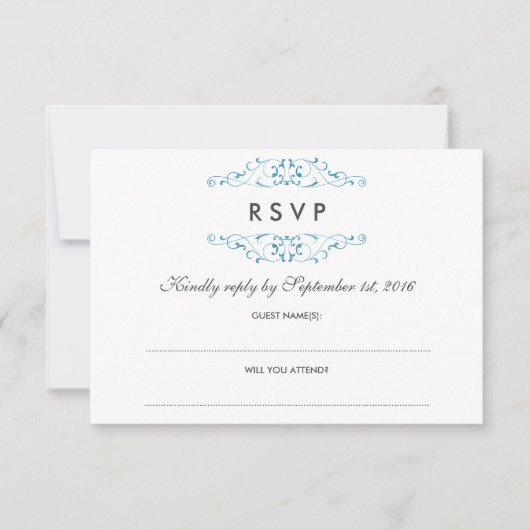Blauer Blauer Blüh Hochzeit RSVP Karte (Vorderseite)