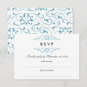 Blauer Blauer Blüh Hochzeit RSVP Karte (Vorne/Hinten)