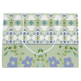 Blauer Blauer Blumen Gemustert Große Geschenktüte