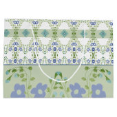 Blauer Blauer Blumen Gemustert Große Geschenktüte (Rückseite)