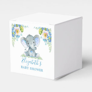 Blauer Blauer Blumenbabys Elefant Babydusche Geschenkschachtel