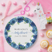 Blauer Blauer Blütenjunge Babydusche Pappteller (Party)