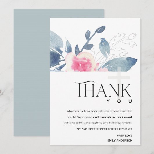 BLAUER BLAUER BUNCH ERSTER HOLZGEMEINSCHAFT DANKESKARTE (Vorne/Hinten)