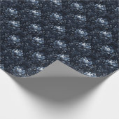 Blauer Blauer Damast auf Schwarz Geschenkpapier (Ecke)
