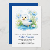 Blauer Blauer Duckling Babydusche Einladung (Vorne/Hinten)