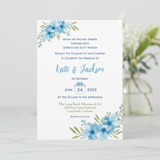 Blauer Blauer Einladung (Stehend Vorderseite)