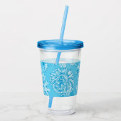 Blauer Blauer Flor und Monogramm Acryltrinkbecher (Rückseite)