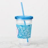 Blauer Blauer Flor und Monogramm Acryltrinkbecher (Links)