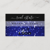 Blauer Blauer Glitzer-Logo für das Hinzufügen von  Visitenkarte (Vorderseite)