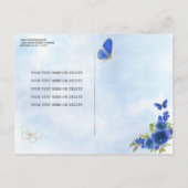 Blauer Blauer Glitzer Quinceañera Einladungspostkarte (Rückseite)