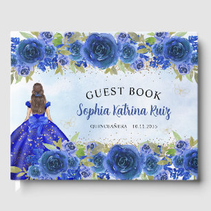 Blauer Blauer Glitzer Quinceañera Gästebuch