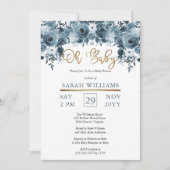 Blauer Blauer | Gold Boy Oh Baby Dusche Einladung (Vorderseite)