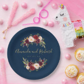 Blauer Blauer Gold-Engagement-Partei Burgund Pappteller (Party)