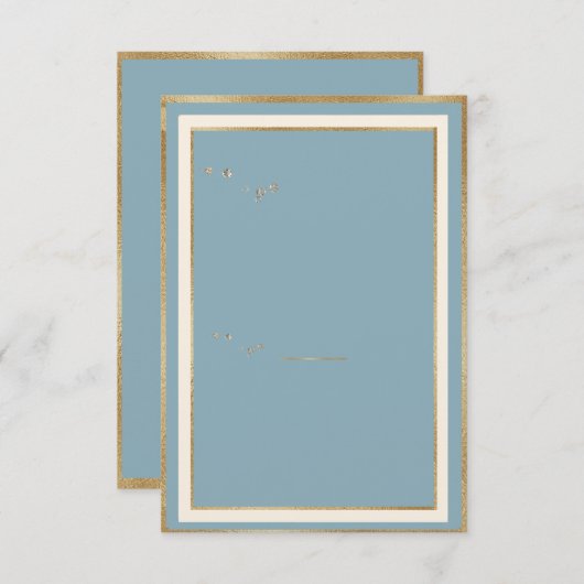 Blauer Blauer Gold Rahmen Template Einladung (Vorne/Hinten)