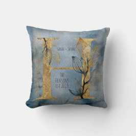 Blauer Blauer Grau-Gold-H Monogram-Throw-Kissen Kissen