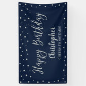 Blauer Blauer Happy Birthday Party Banner (Vertikal)