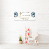 Blauer Blauer | Imitate Gold Boy Taufe Banner (Insitu)