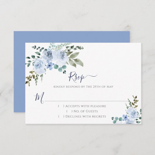 Blauer Blauer | Light Blue RSVP Karte (Vorne/Hinten)