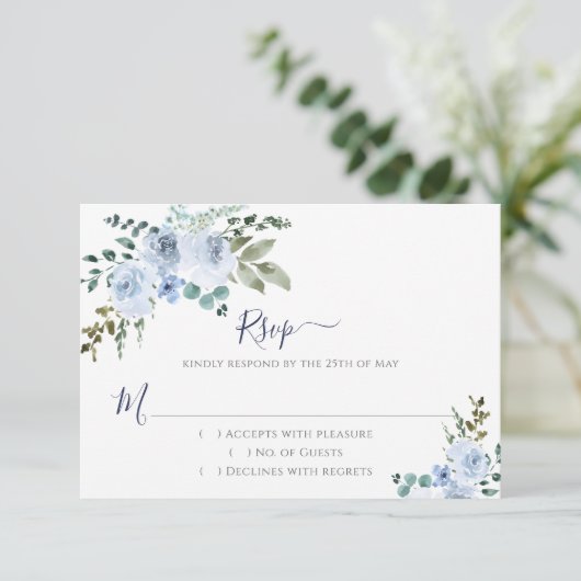 Blauer Blauer | Marine RSVP Karte (Stehend Vorderseite)