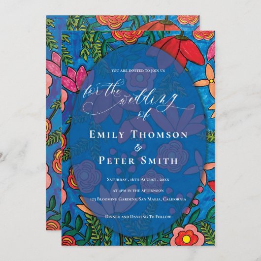 Blauer Blauer Orangenblütenlauf Einladung (Vorne/Hinten)