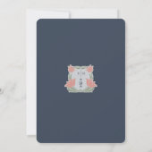 Blauer Blauer Rosa Vintage Jugendstil-Hochzeit Einladung (Rückseite)