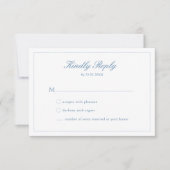 Blauer Blauer Script Wappen Monogram RSVP Card Einladung (Vorderseite)