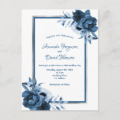 Blauer Blauer Silberflor Hochzeitseinladung Postkarte (Vorderseite)