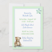 Blauer Blauer und grüner Twin Boys Babydusche Einladung (Rückseite)