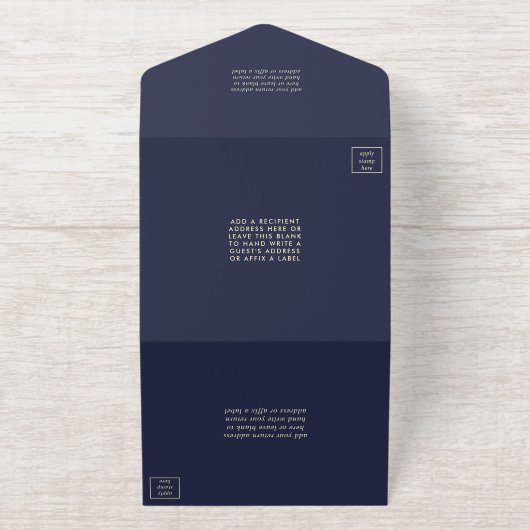 Blauer Blauer und Real-Gold-Foil gepresst Blumenho All-in-One-Einladung (Außenseite)