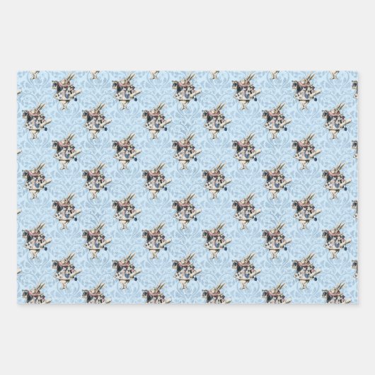 Blauer Blauer und rosa Alice im Wunderland Kinderd Geschenkpapier Set (Vorderseite 3)