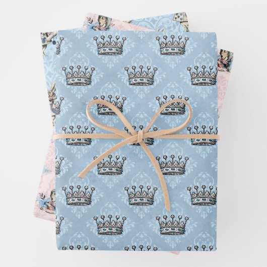 Blauer Blauer und rosa Alice im Wunderland Kinderd Geschenkpapier Set (Beispiel)
