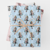 Blauer Blauer und rosa Alice im Wunderland Kinderd Geschenkpapier Set (Beispiel)