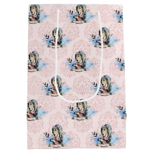 Blauer Blauer und rosa Alice im Wunderland Kinderd Mittlere Geschenktüte (Rückseite)