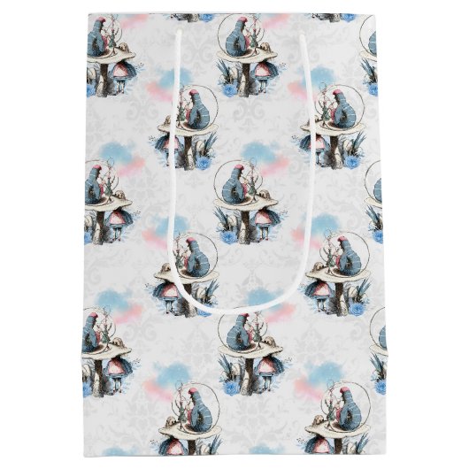 Blauer Blauer und rosa Alice im Wunderland Kinderd Mittlere Geschenktüte (Rückseite)