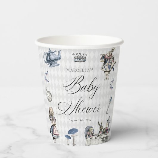 Blauer Blauer und rosa Alice im Wunderland Kinderd Pappbecher (Rückseite)