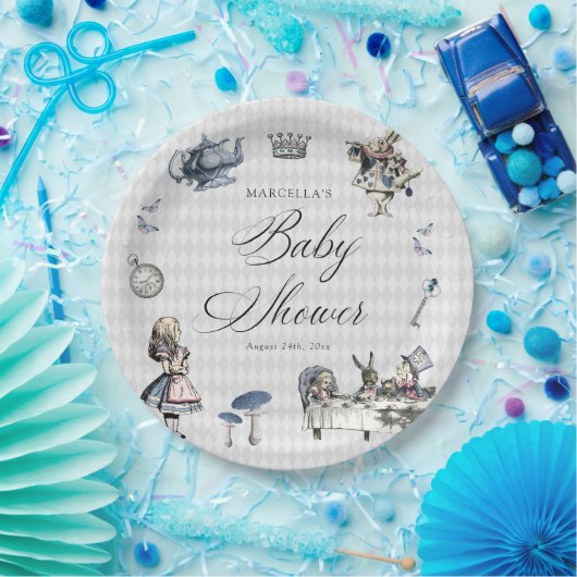 Blauer Blauer und rosa Alice im Wunderland Kinderd Pappteller (Party)