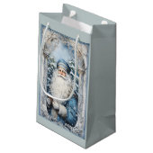 Blauer Blauer und weißer Vater Weihnachten Kleine Geschenktüte (Rückseite Schrägansicht)