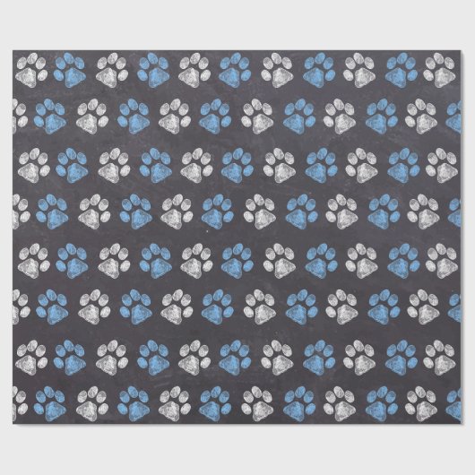 Blauer Blauer weißer Pfotendruck in der Zwischenab Geschenkpapier (Flach)