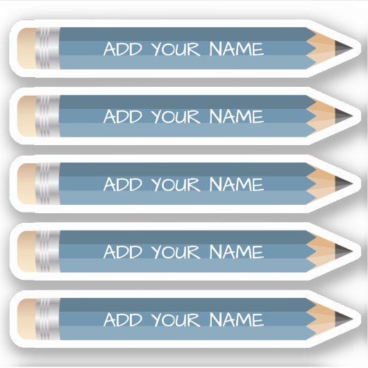 Blauer Bleistift Name kundenspezifisch geschnitten Aufkleber (Vorderseite)