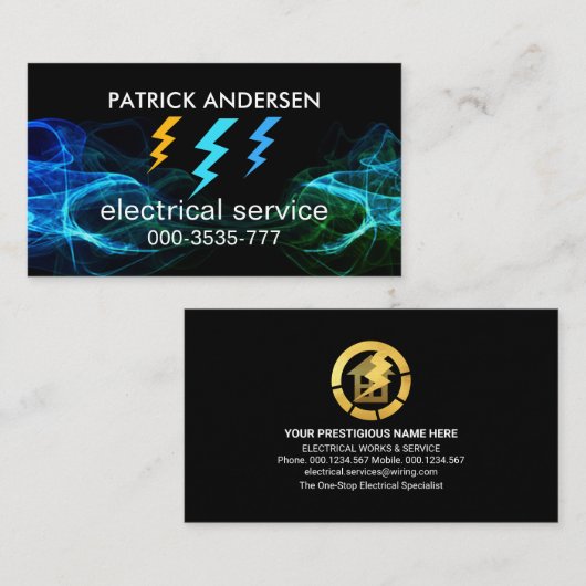 Blauer Blitz Flash Electrical Storm Visitenkarte (Vorne/Hinten)