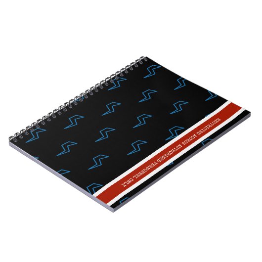 Blauer Blitz mit eingeschränktem Zugang Notizblock (Linke Seite)